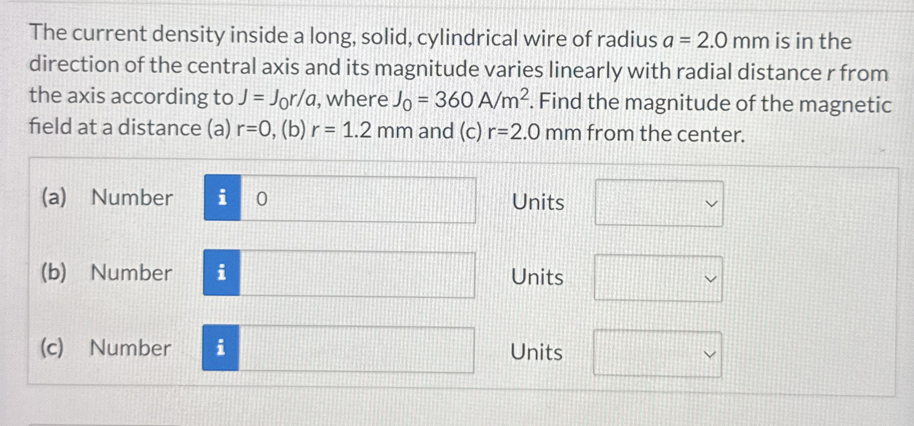 The current density inside a long, solid,