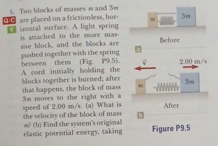 Two blocks of masses m and 3 m QCC are placed on