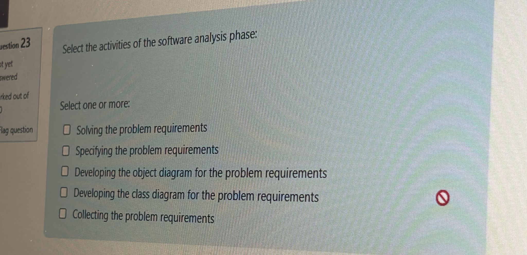 Select the activities of the software analysis