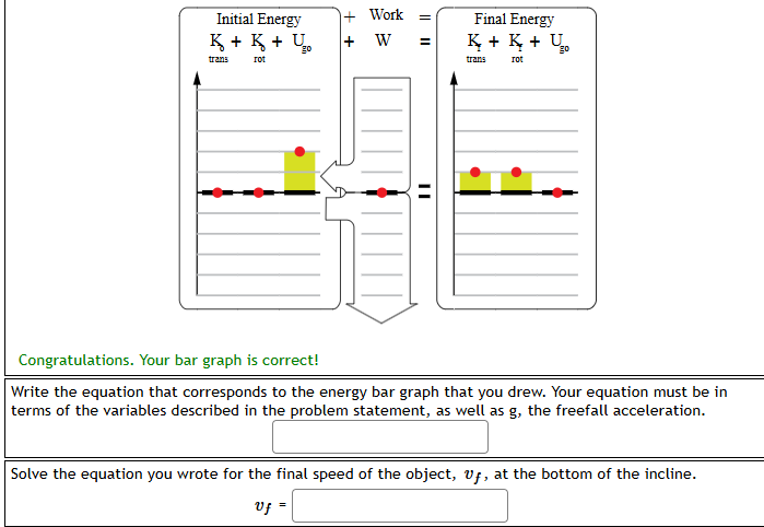 Write the equation that corresponds to the energy