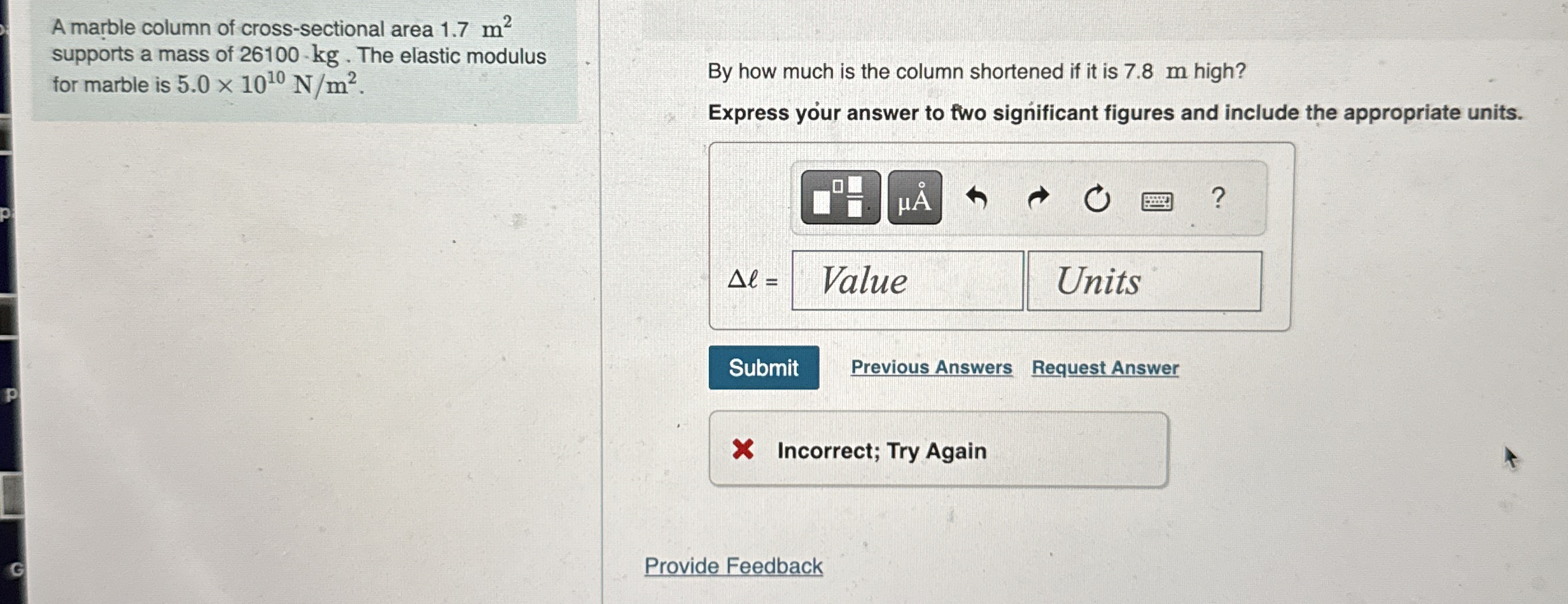 A marble column of cross - sectional area 1 . 7 m