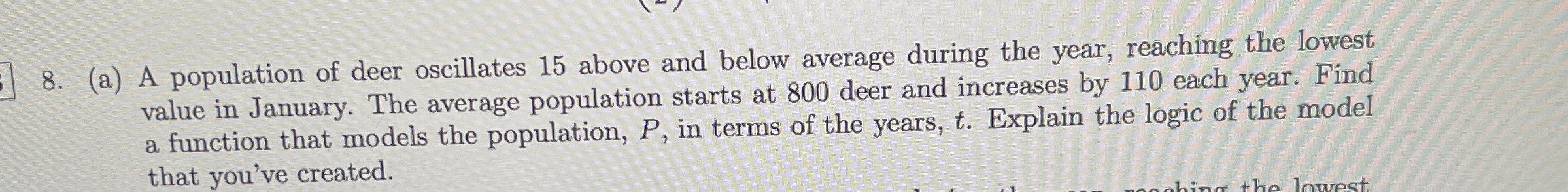 ( a ) A population of deer oscillates 1 5 above