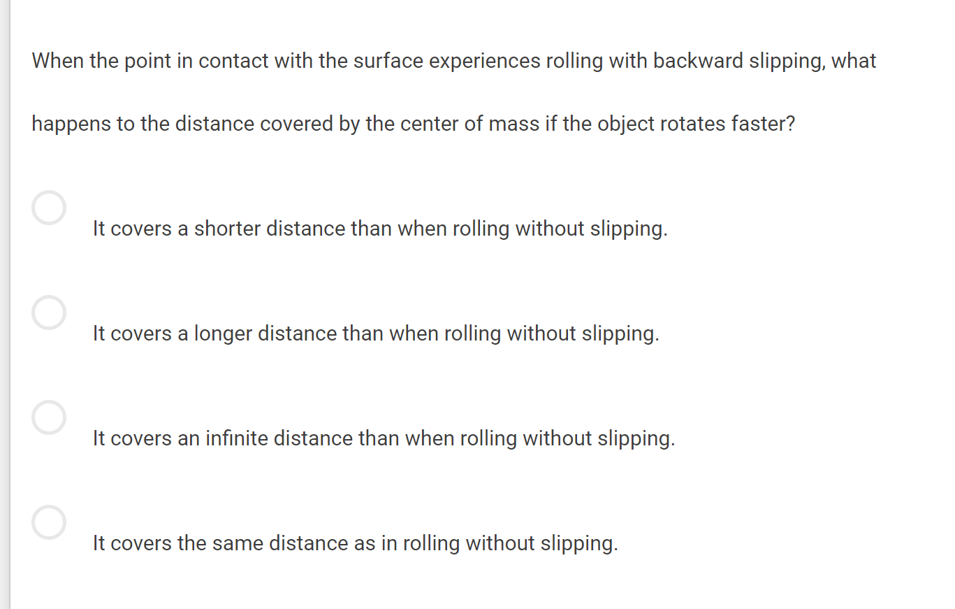 When the point in contact with the surface