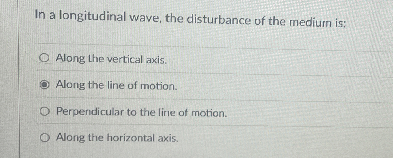 In a longitudinal wave, the disturbance of the
