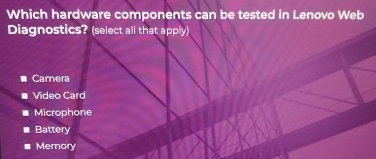 Which hardware components can be tested in Lenovo