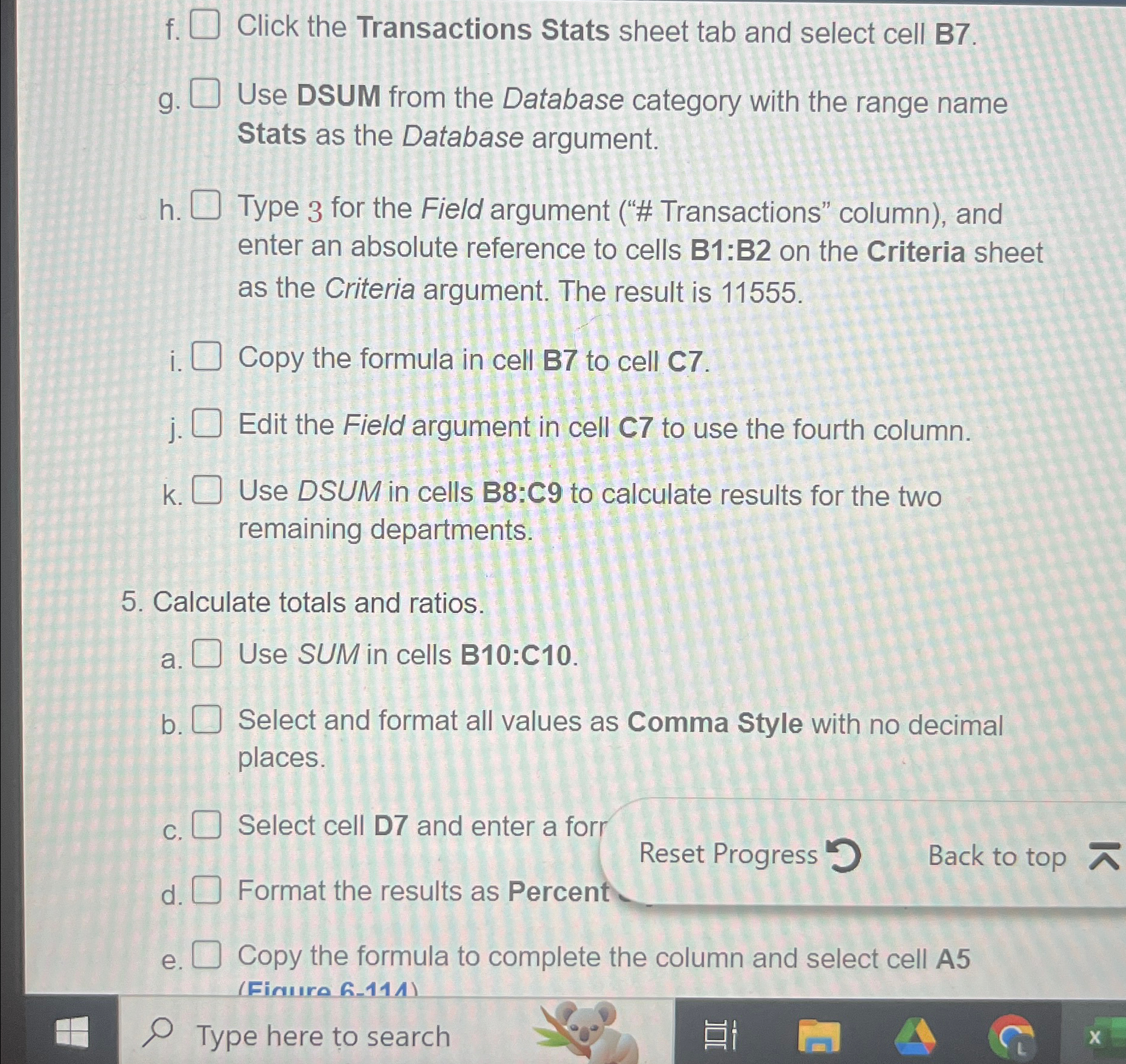 f . Click the Transactions Stats sheet tab and