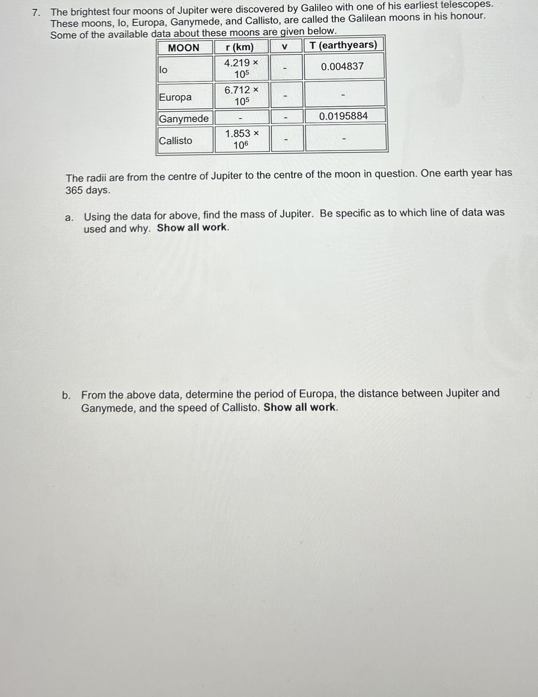 The brightest four moons of Jupiter were
