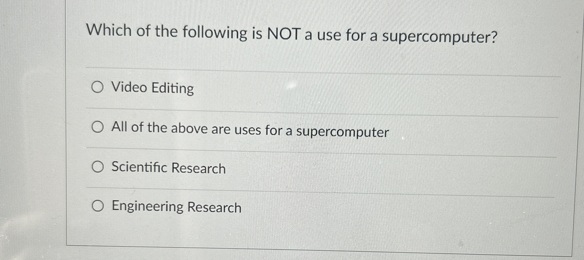 Which of the following is NOT a use for a