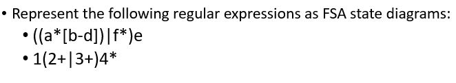 Represent the following regular expressions as