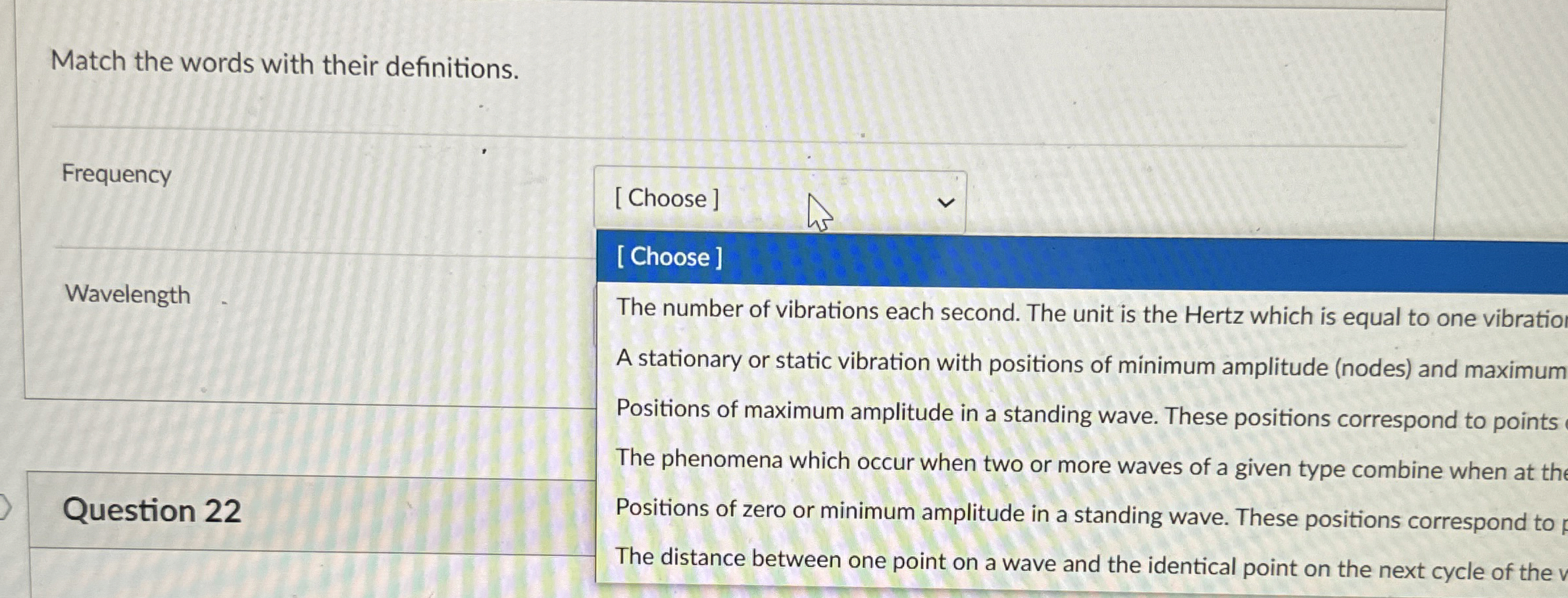 Match the words with their definitions. Frequency