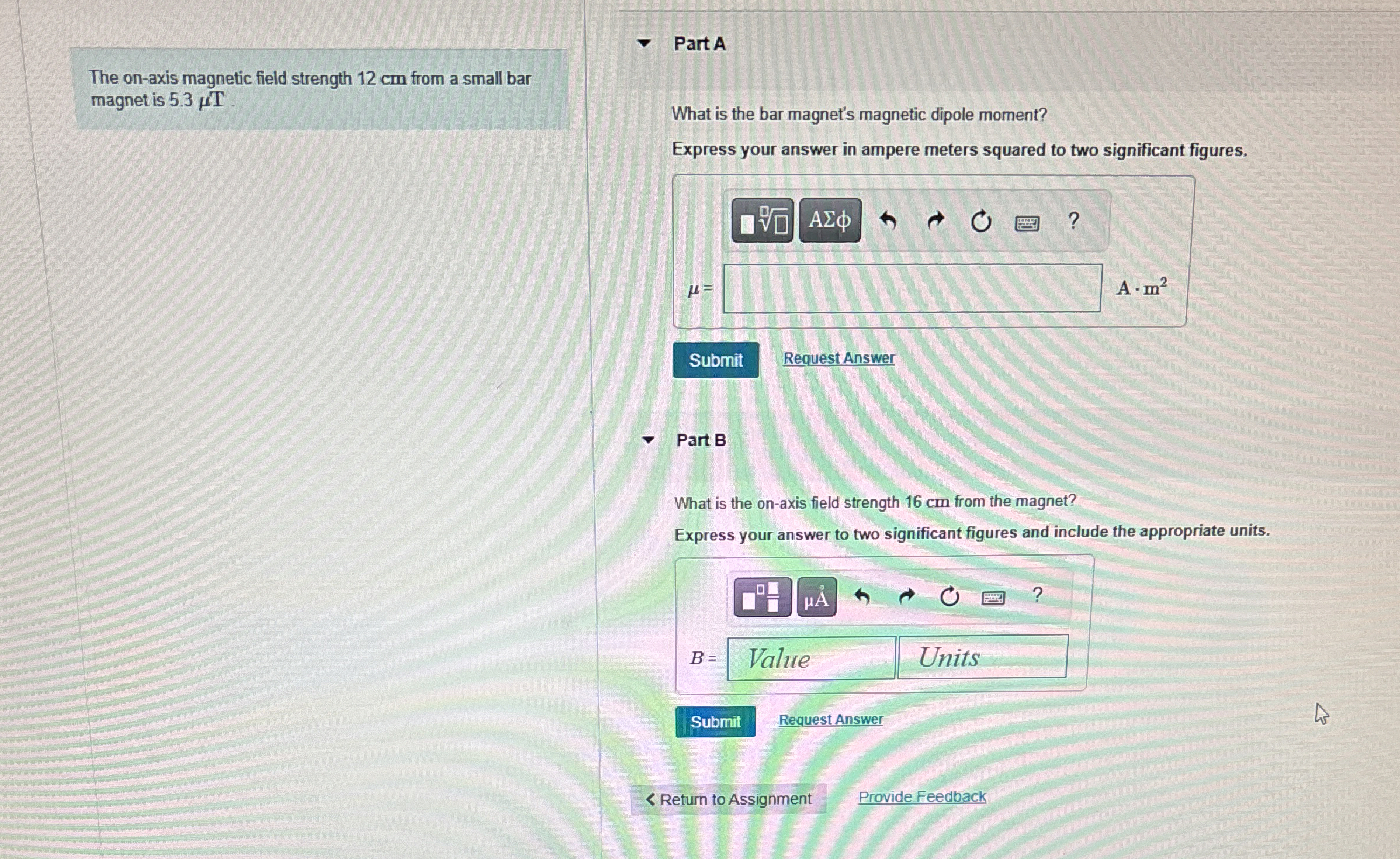 The on - axis magnetic field strength 1 2 cm from