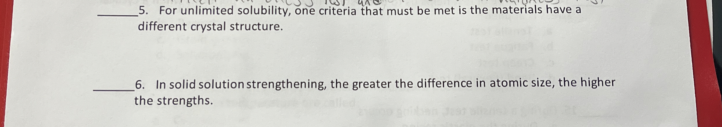 For unlimited solubility, one criteria that must
