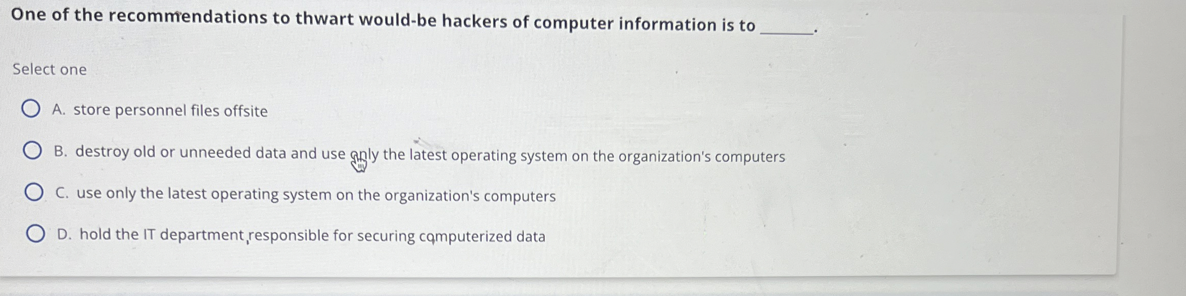 One of the recommendations to thwart would - be