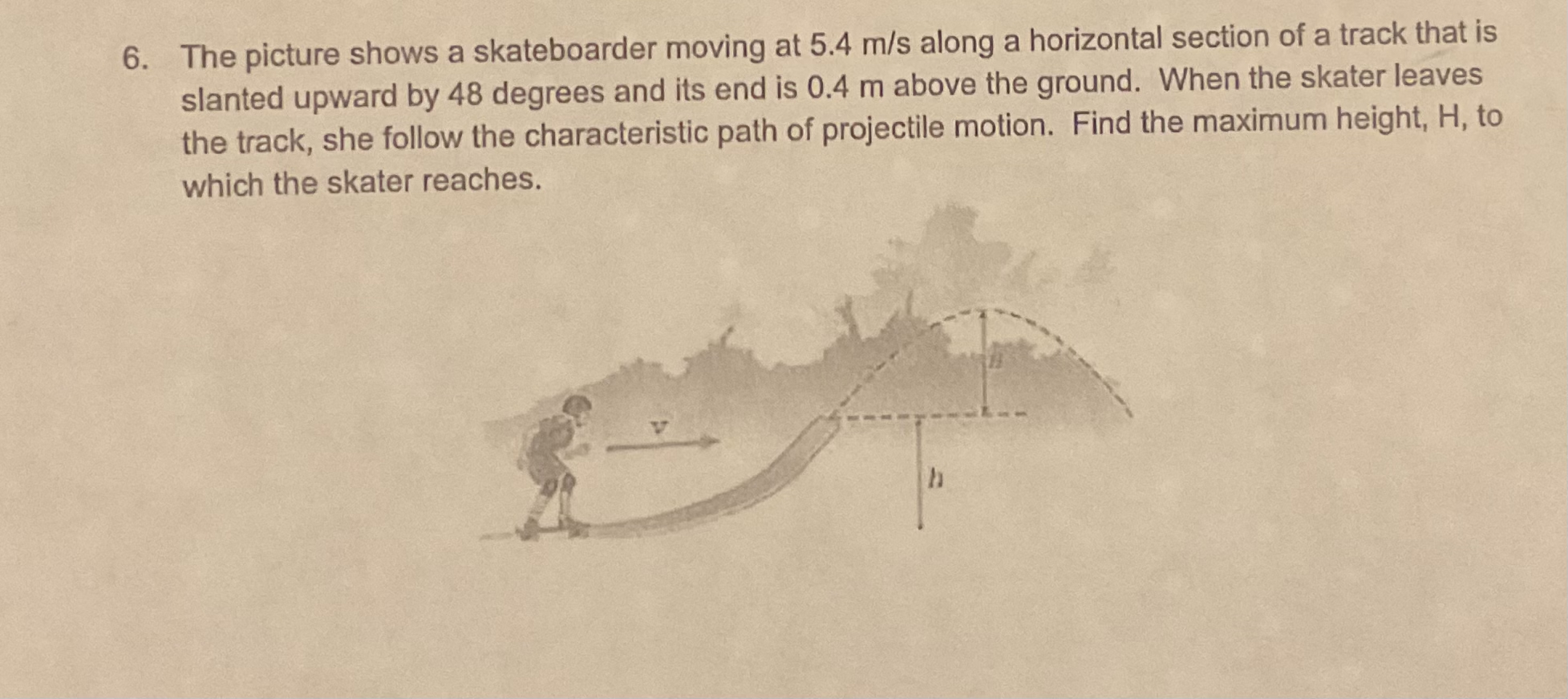 The picture shows a skateboarder moving at 5 . 4