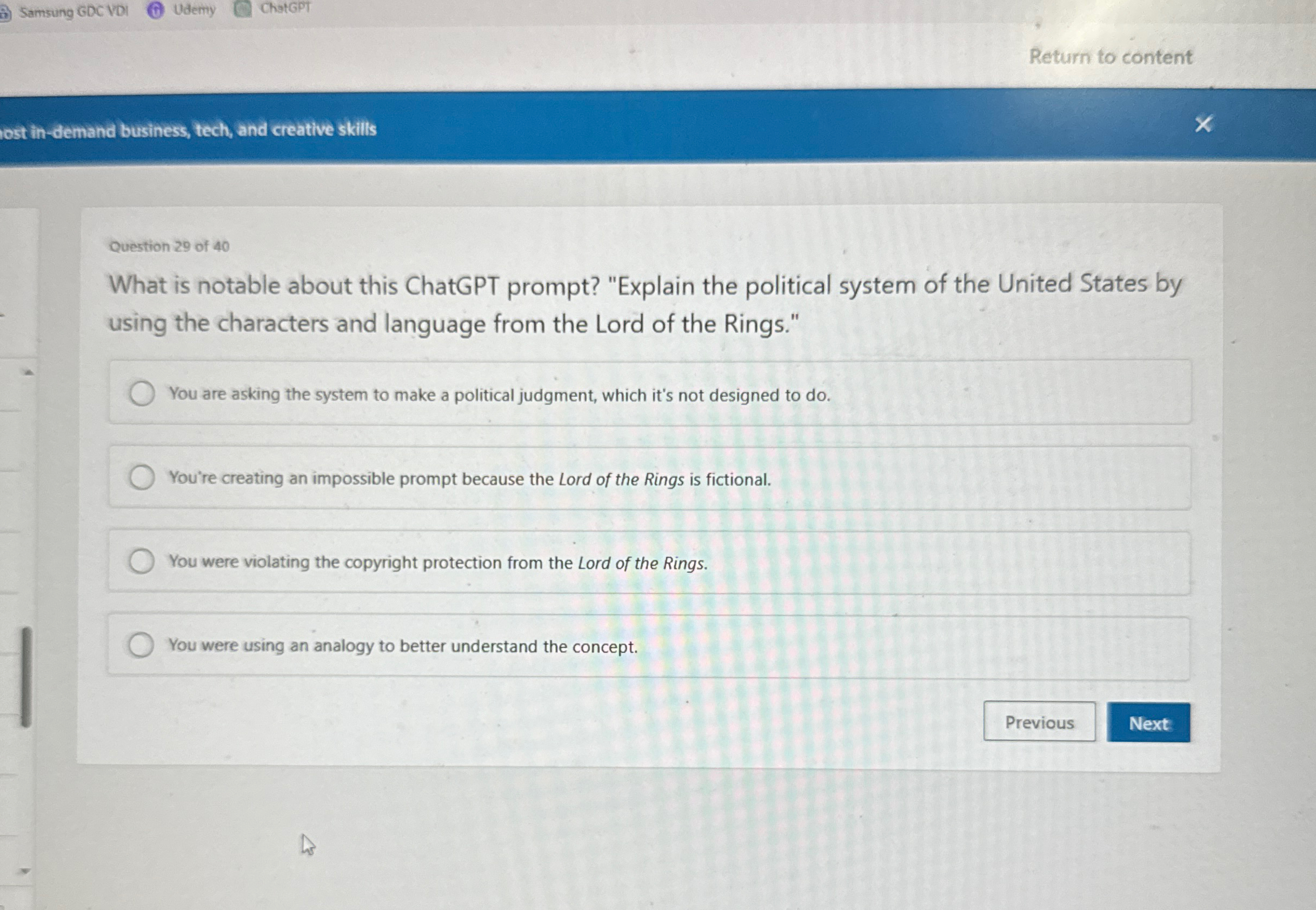 Samsung GDC VDI Udemy ChatGPT Return to content
