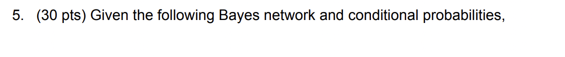 1 . Given the following Bayes network and
