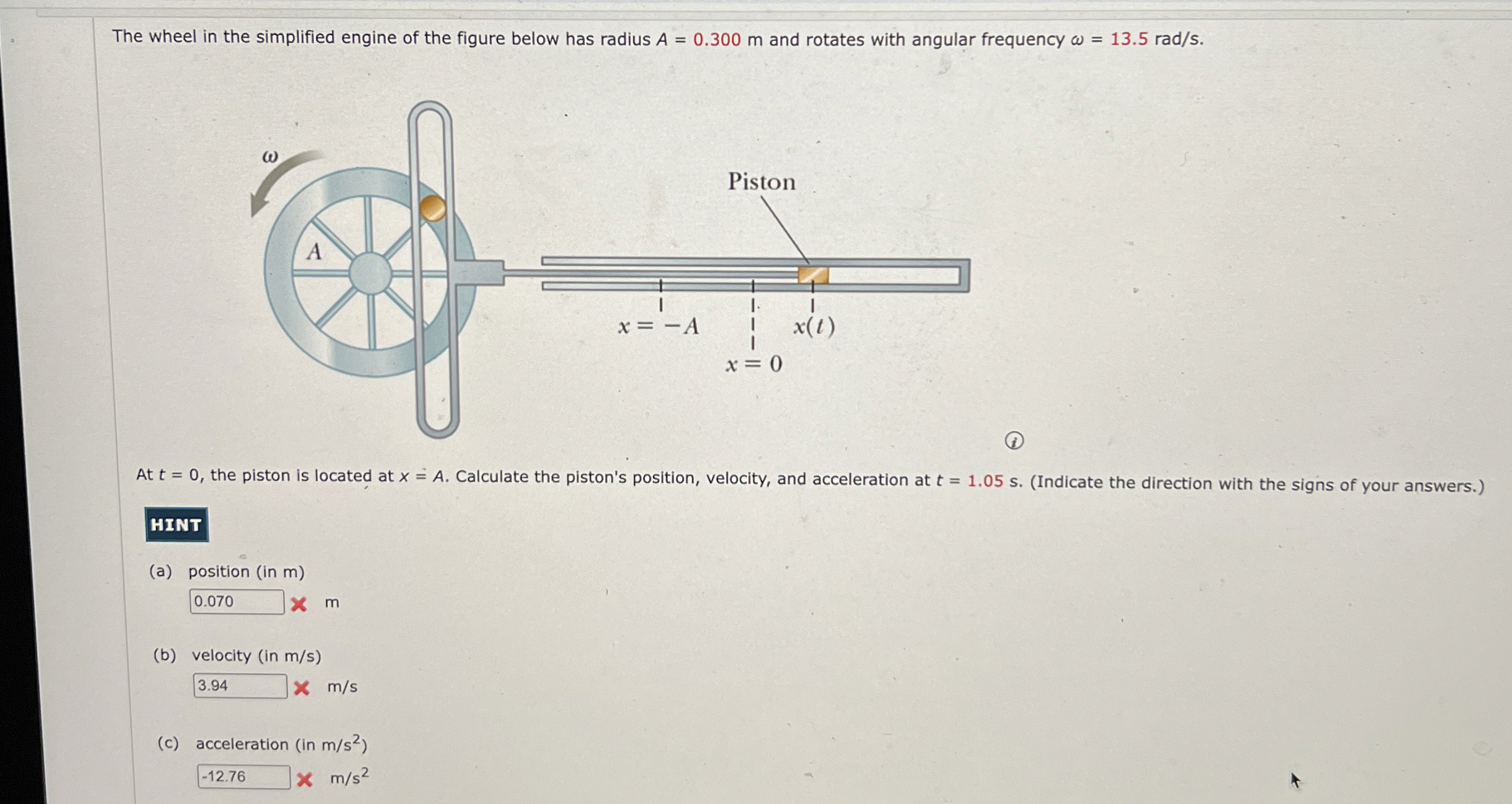 The wheel in the simplified engine of the figure