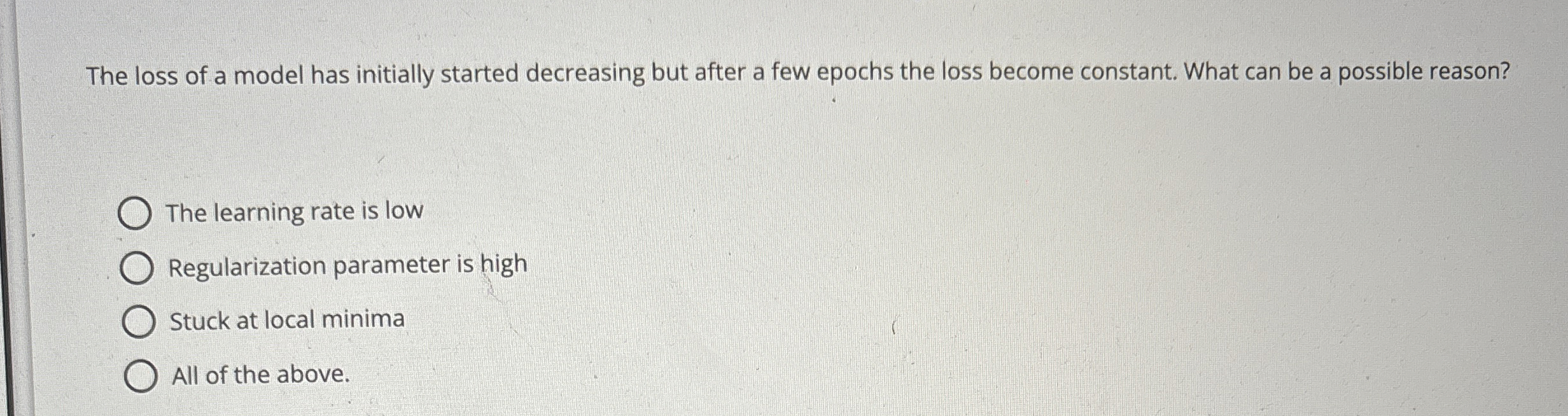 The loss of a model has initially started