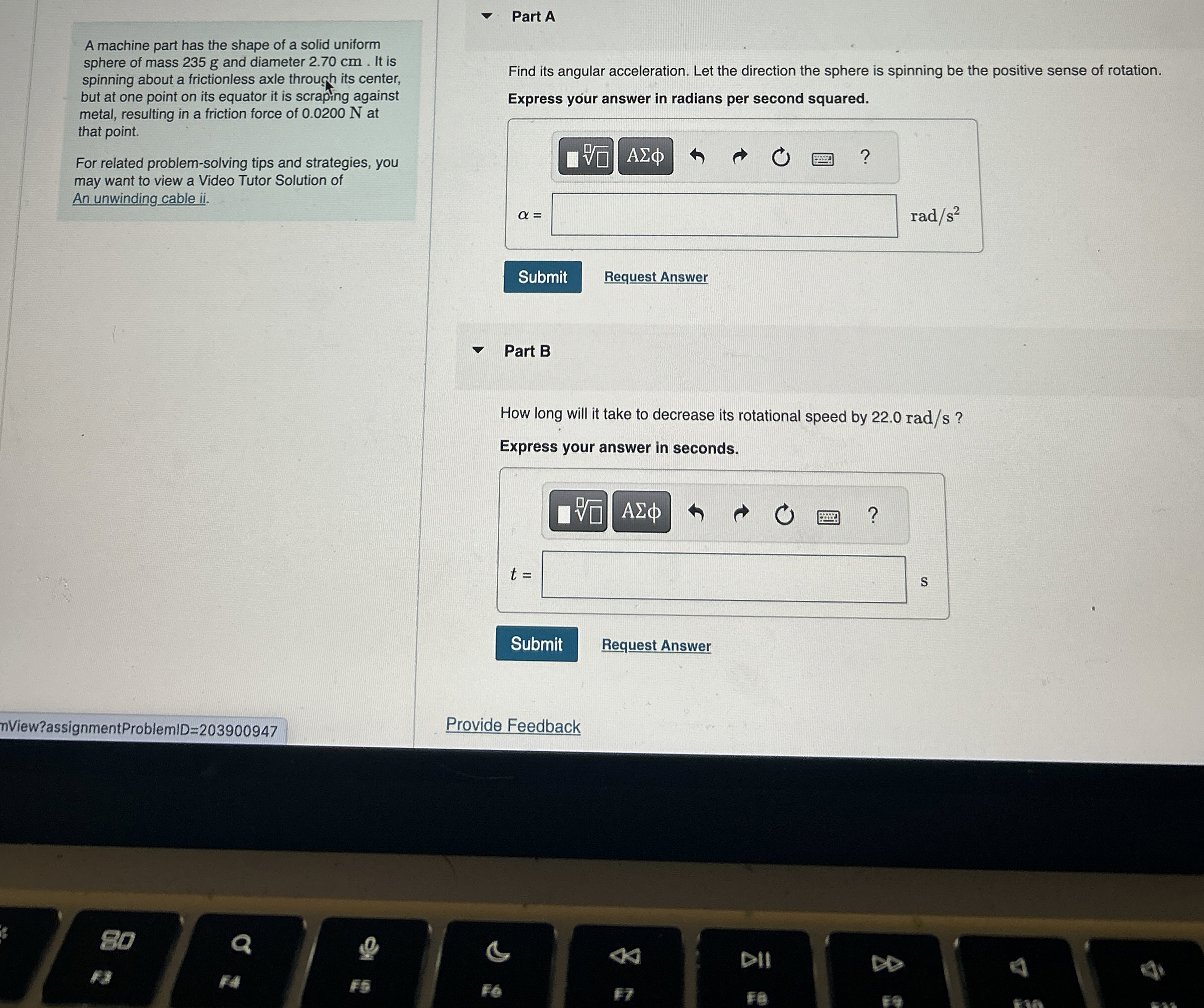 A machine part has the shape of a solid uniform