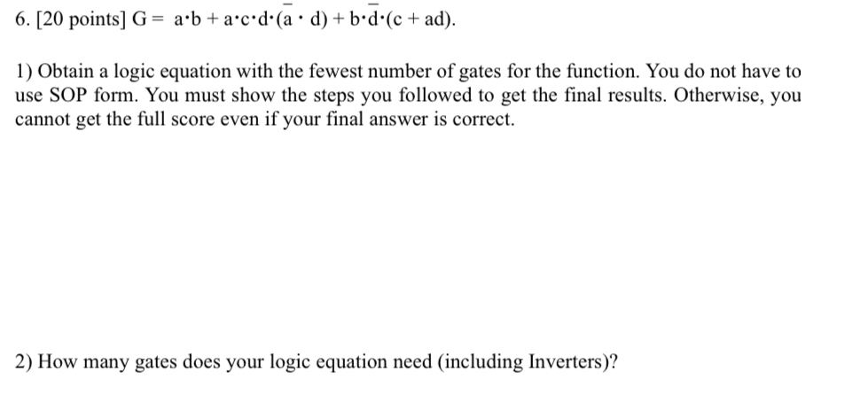 G = ab + acd ( ad ) + bd ( c + ad )