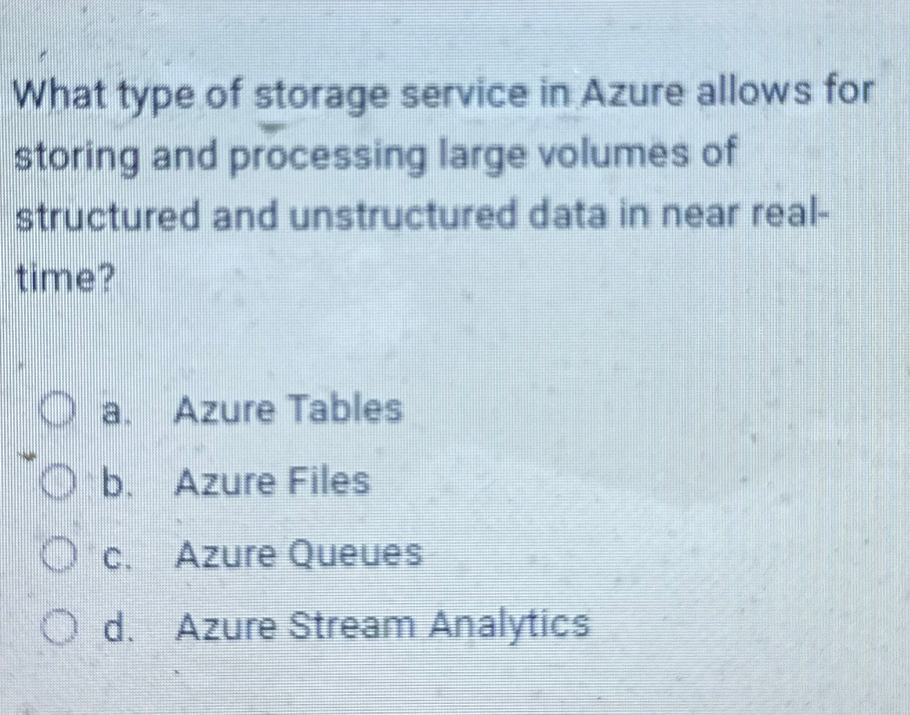 What type of storage service in Azure allows for