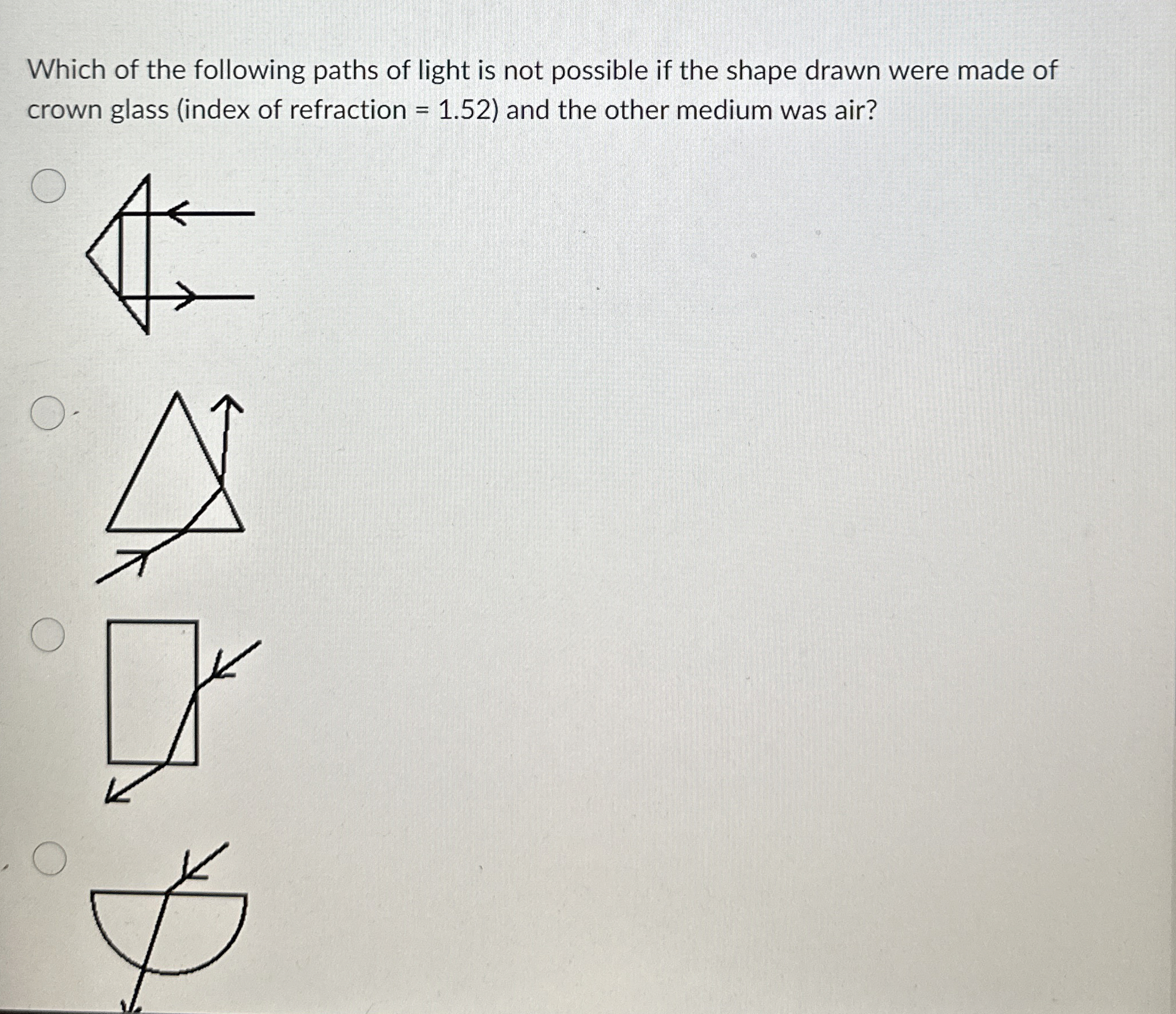Which of the following paths of light is not