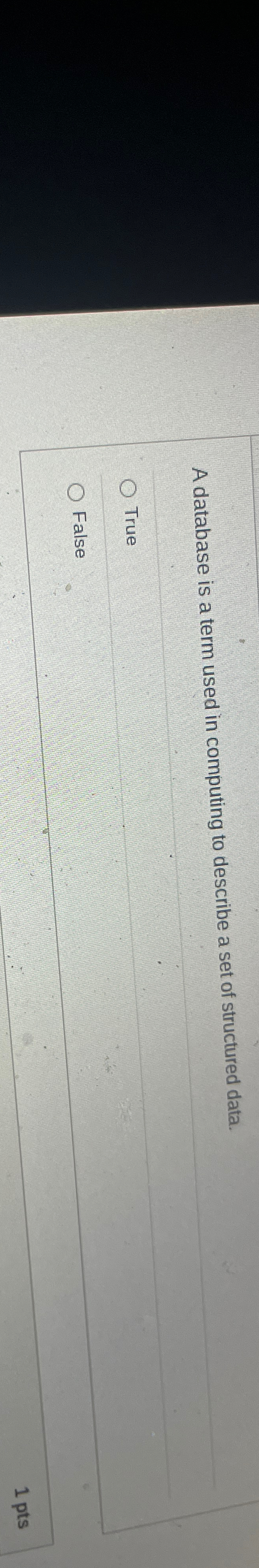 A database is a term used in computing to