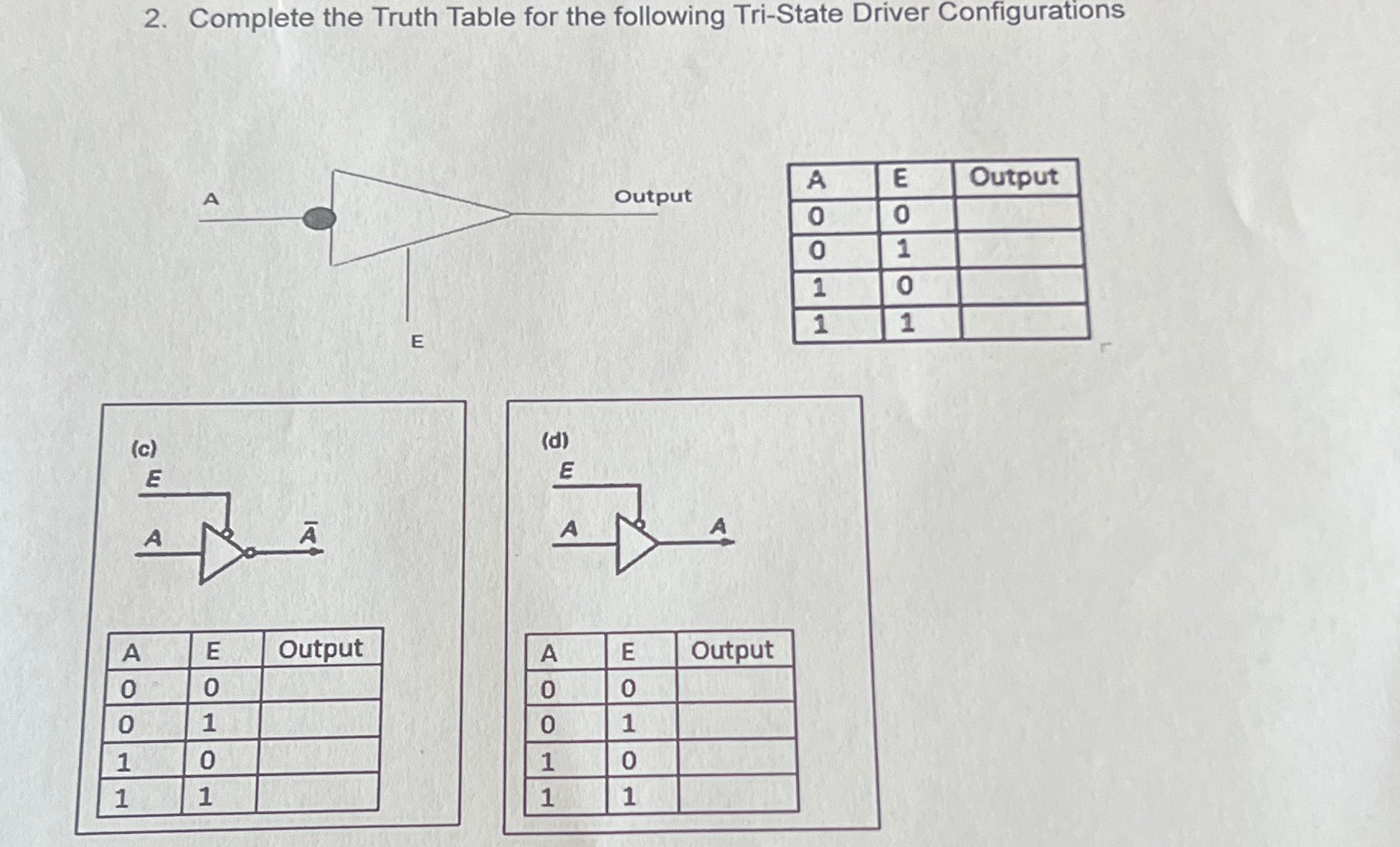 Complete the Truth Table for the following Tri -