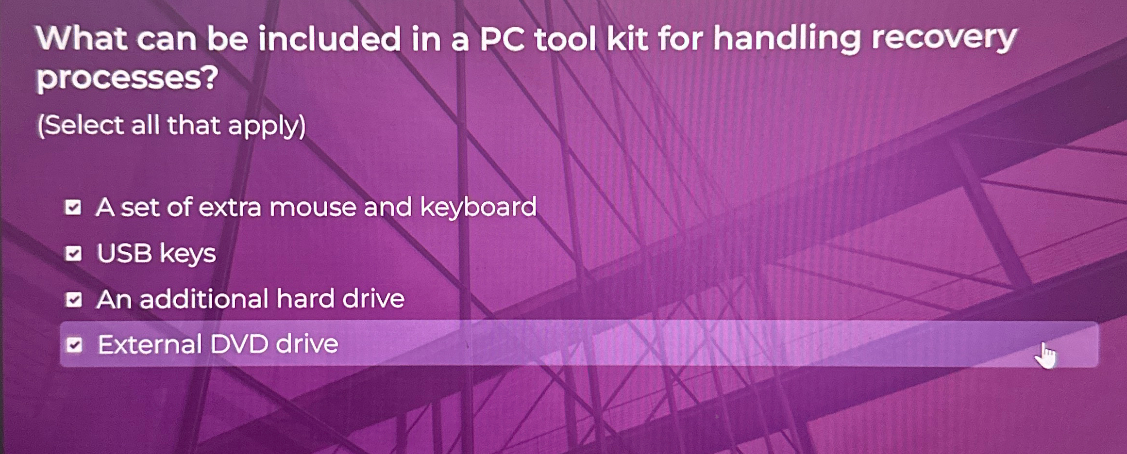 What can be included in a PC tool kit for