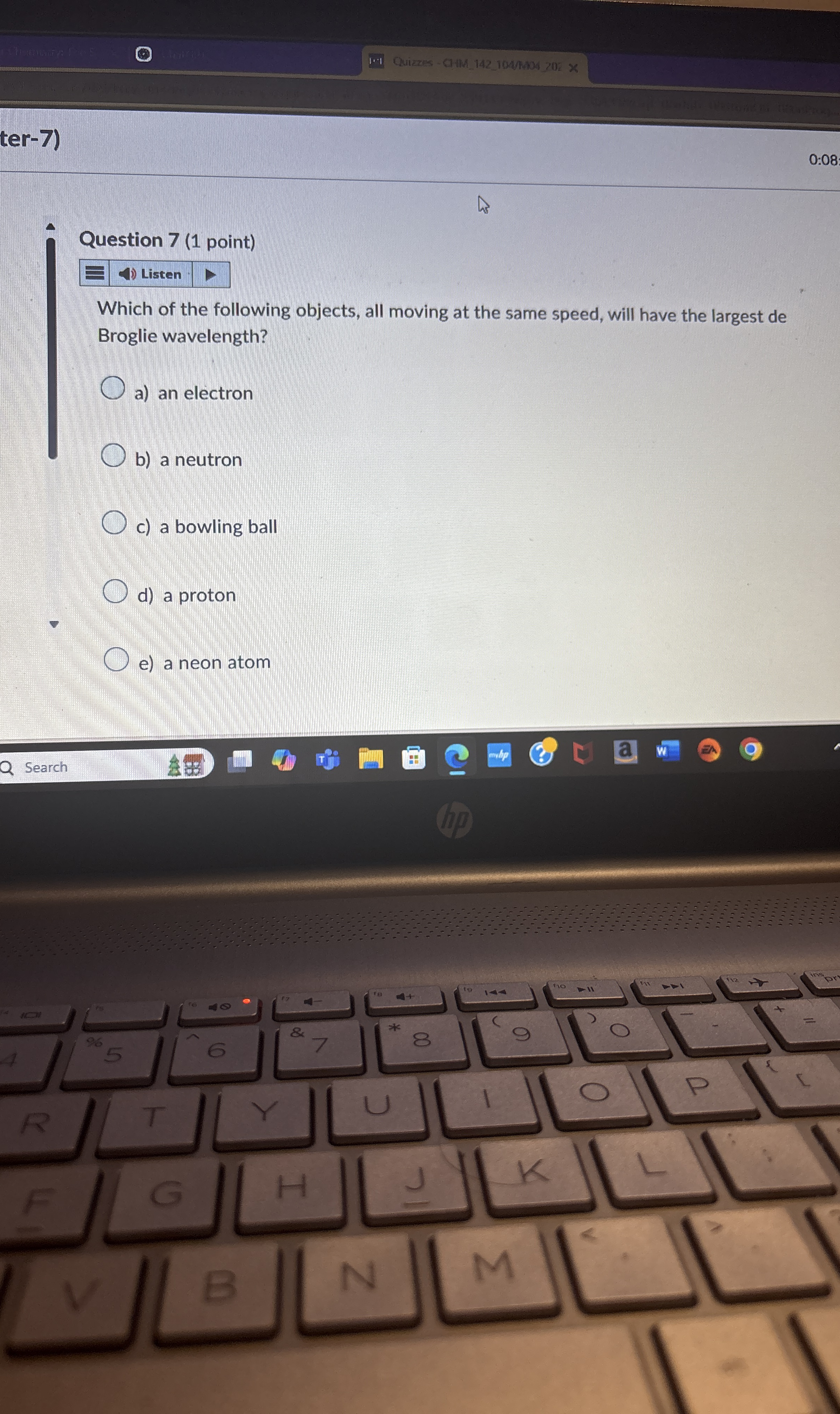 ter - 7 ) 0 : 0 8 Question 7 ( 1 point ) Which of