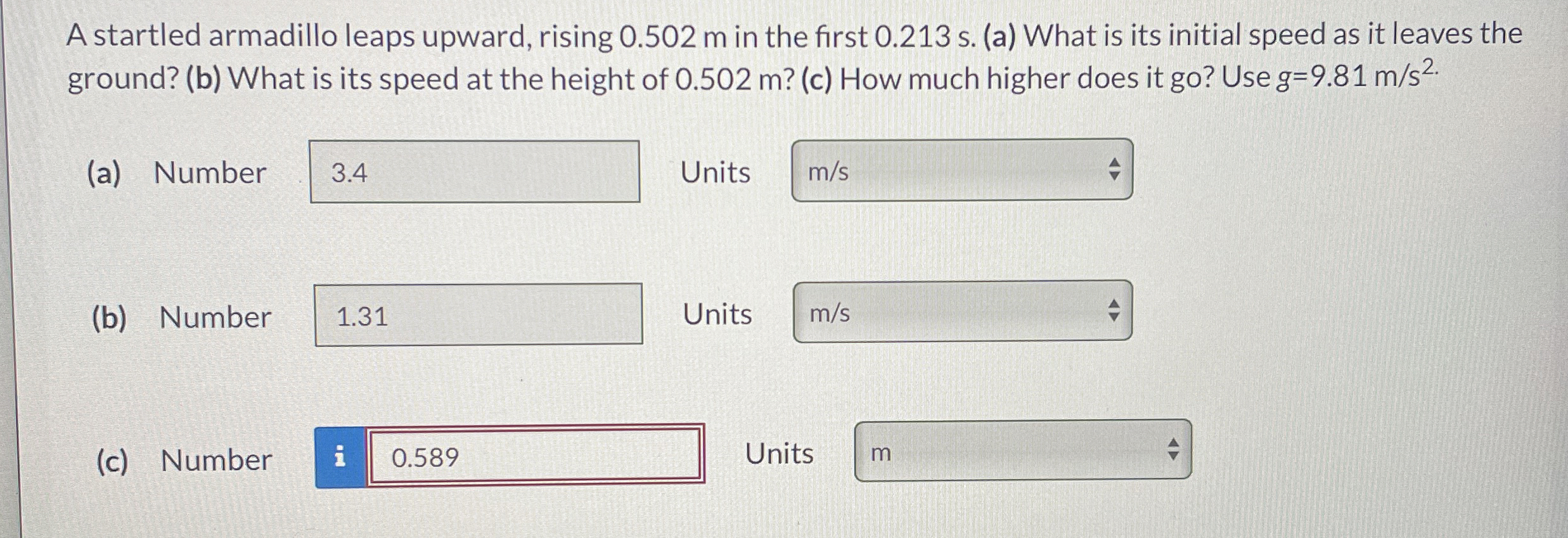 A startled armadillo leaps upward, rising 0 . 5 0
