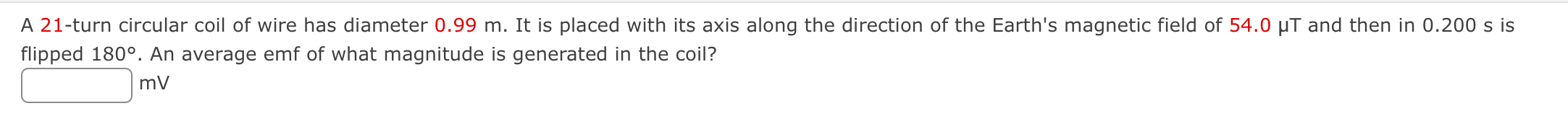 A 2 1 - turn circular coil of wire has diameter 0