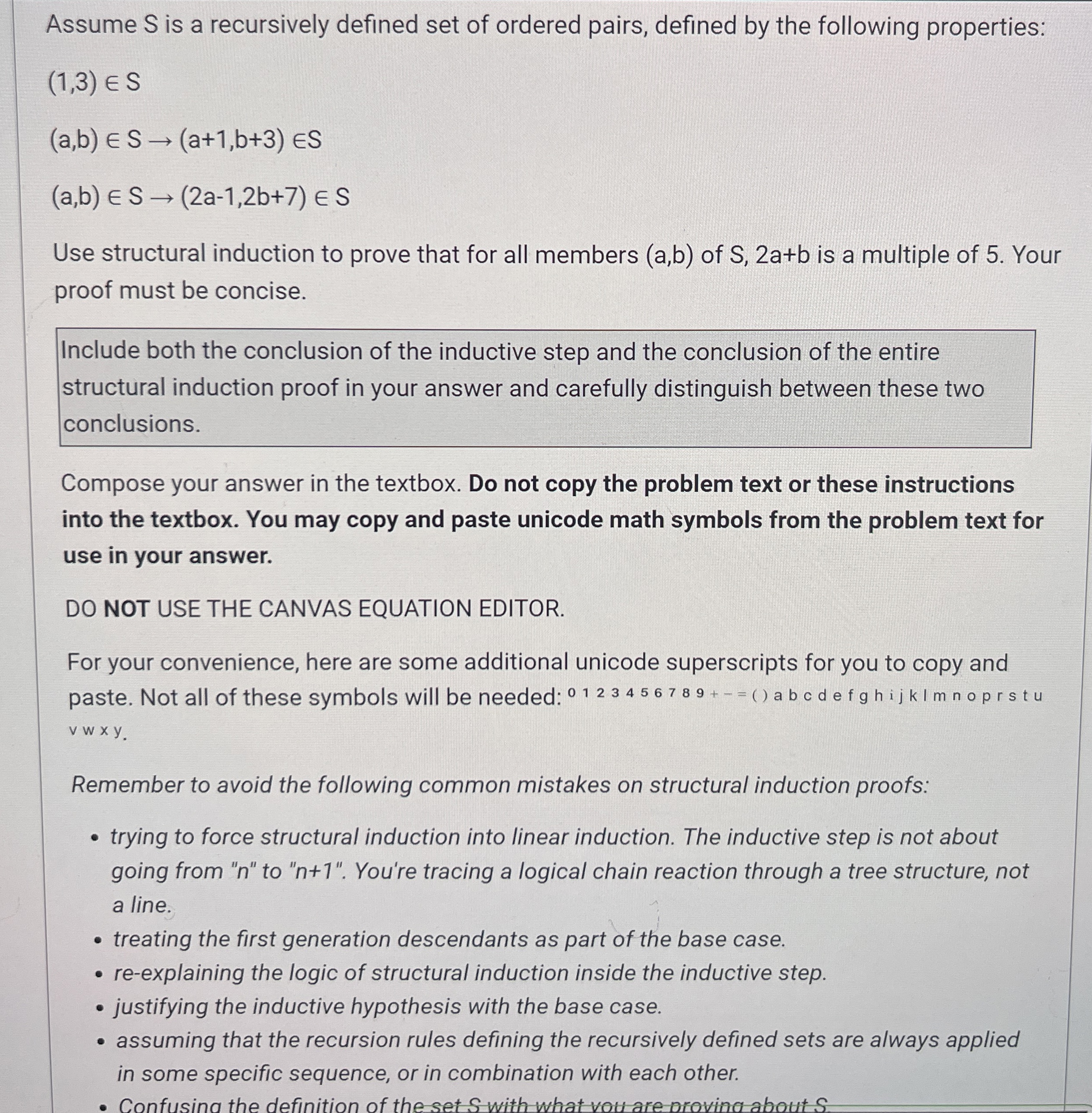 Assume S is a recursively defined set of ordered