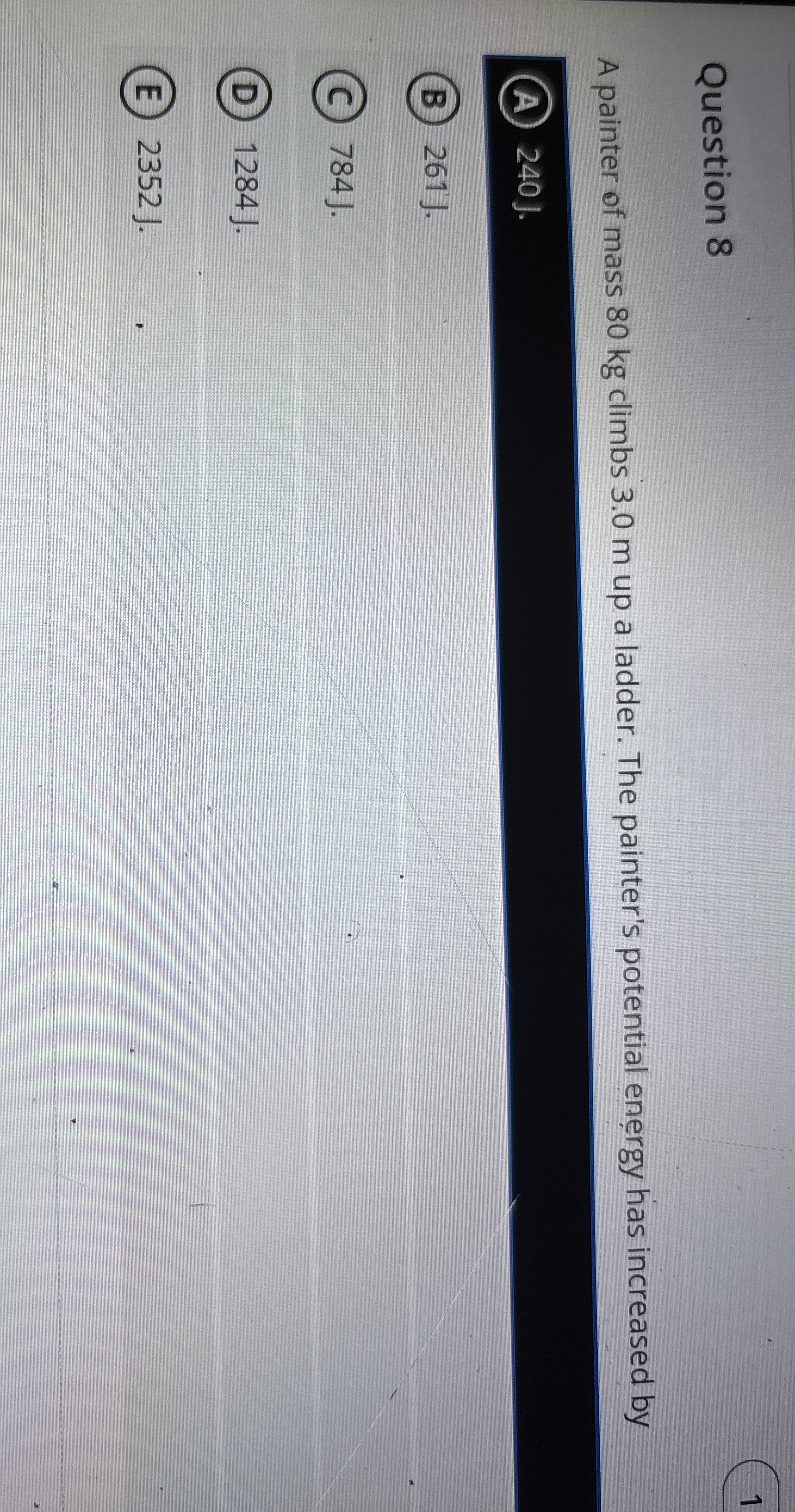 Question 8 1 A painter of mass 8 0 kg climbs 3 .