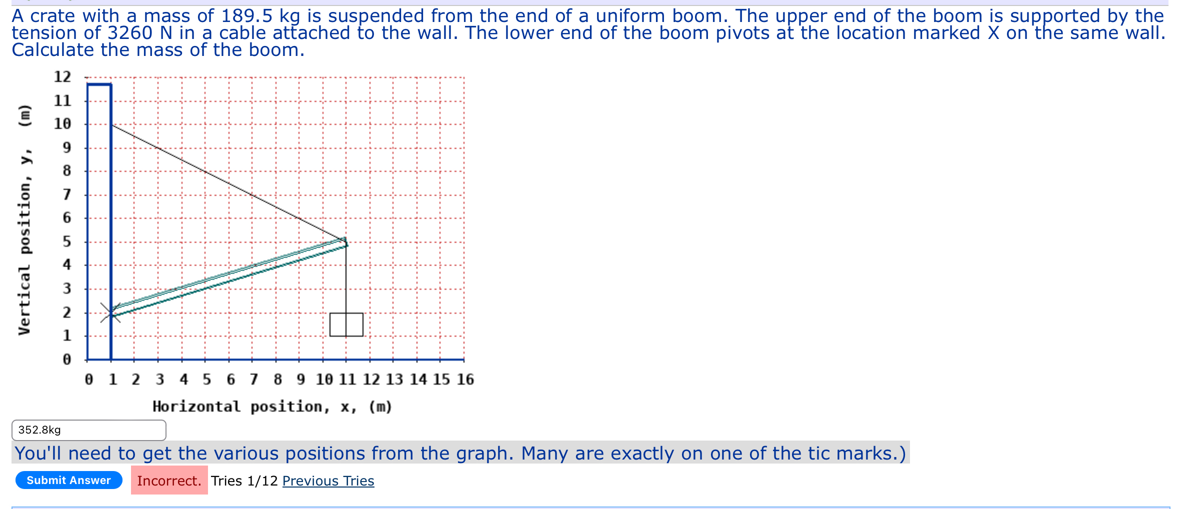 A crate with a mass of 1 8 9 . 5 kg is suspended