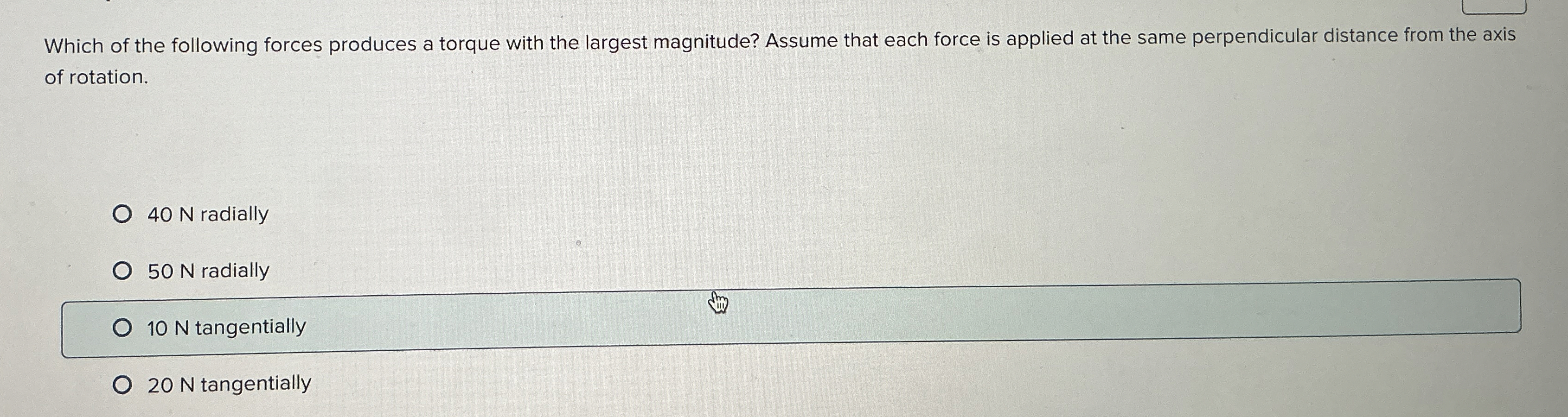 Which of the following forces produces a torque