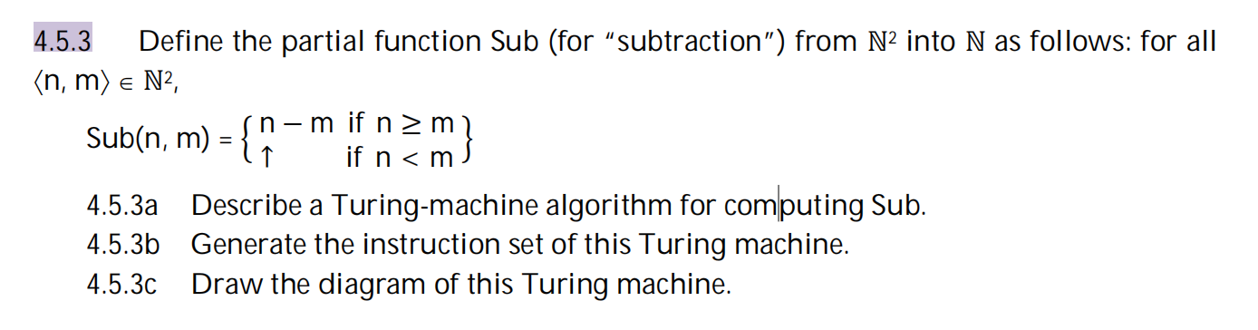 Define the partial function Sub ( for