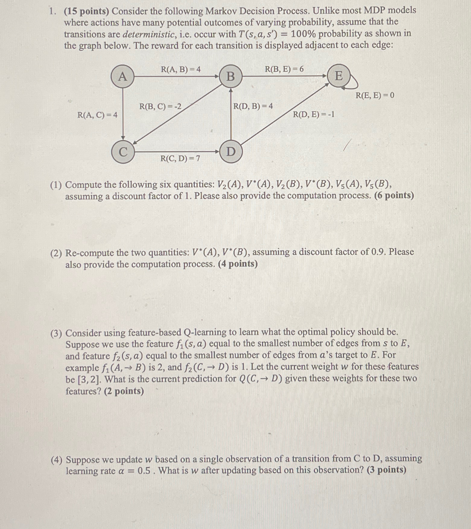 ( 1 5 points ) Consider the following Markov