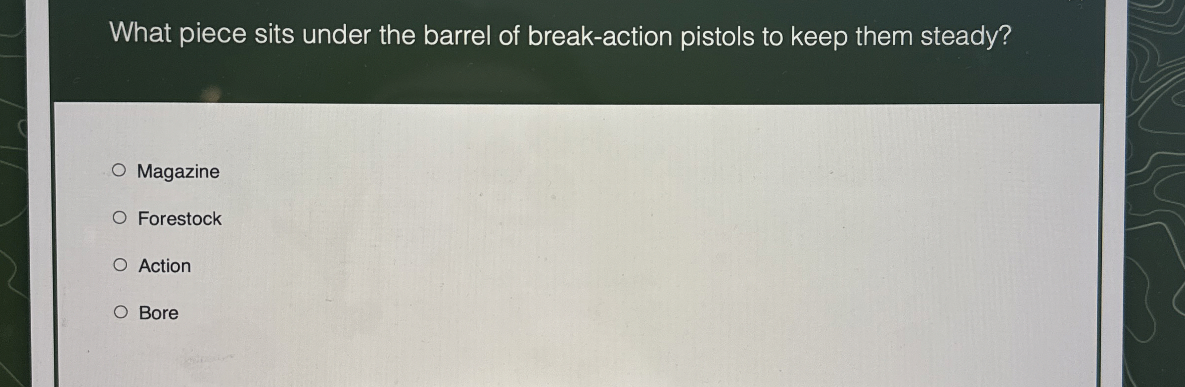 What piece sits under the barrel of break -