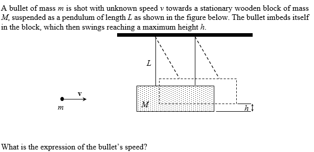 A bullet of mass \ ( m \ ) is shot with unknown