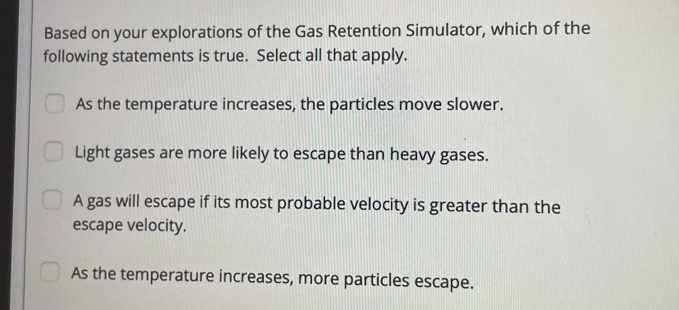Based on your explorations of the Gas Retention