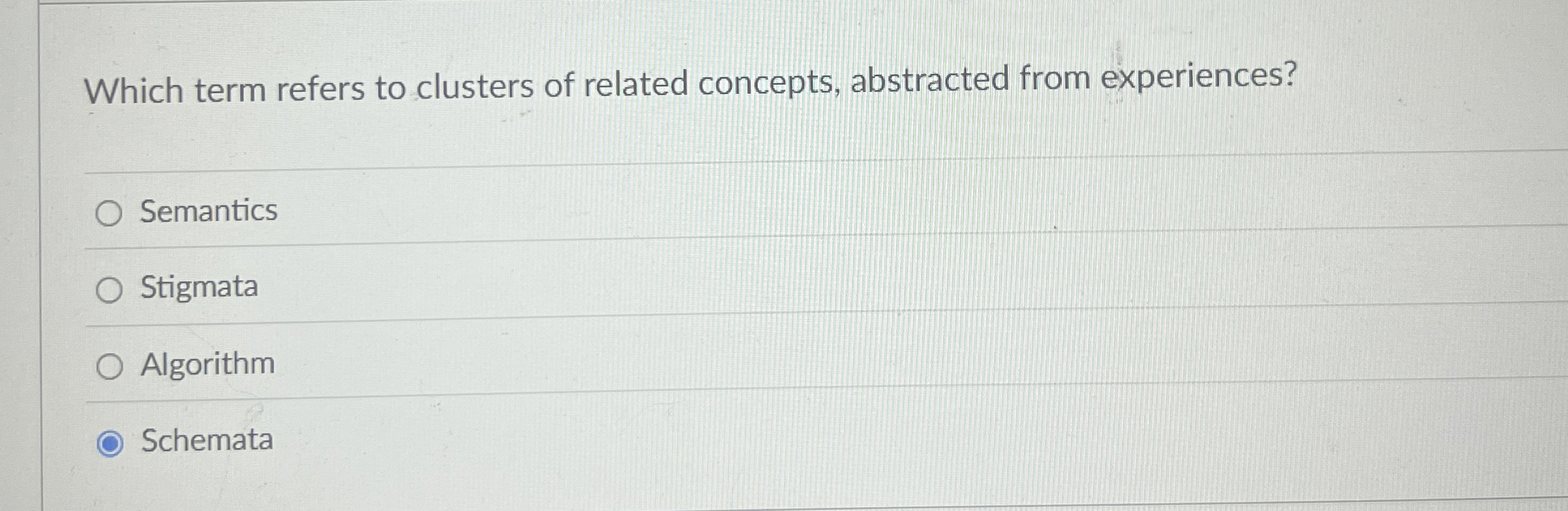 Which term refers to clusters of related