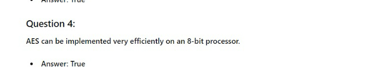 Question 4 : AES can be implemented very