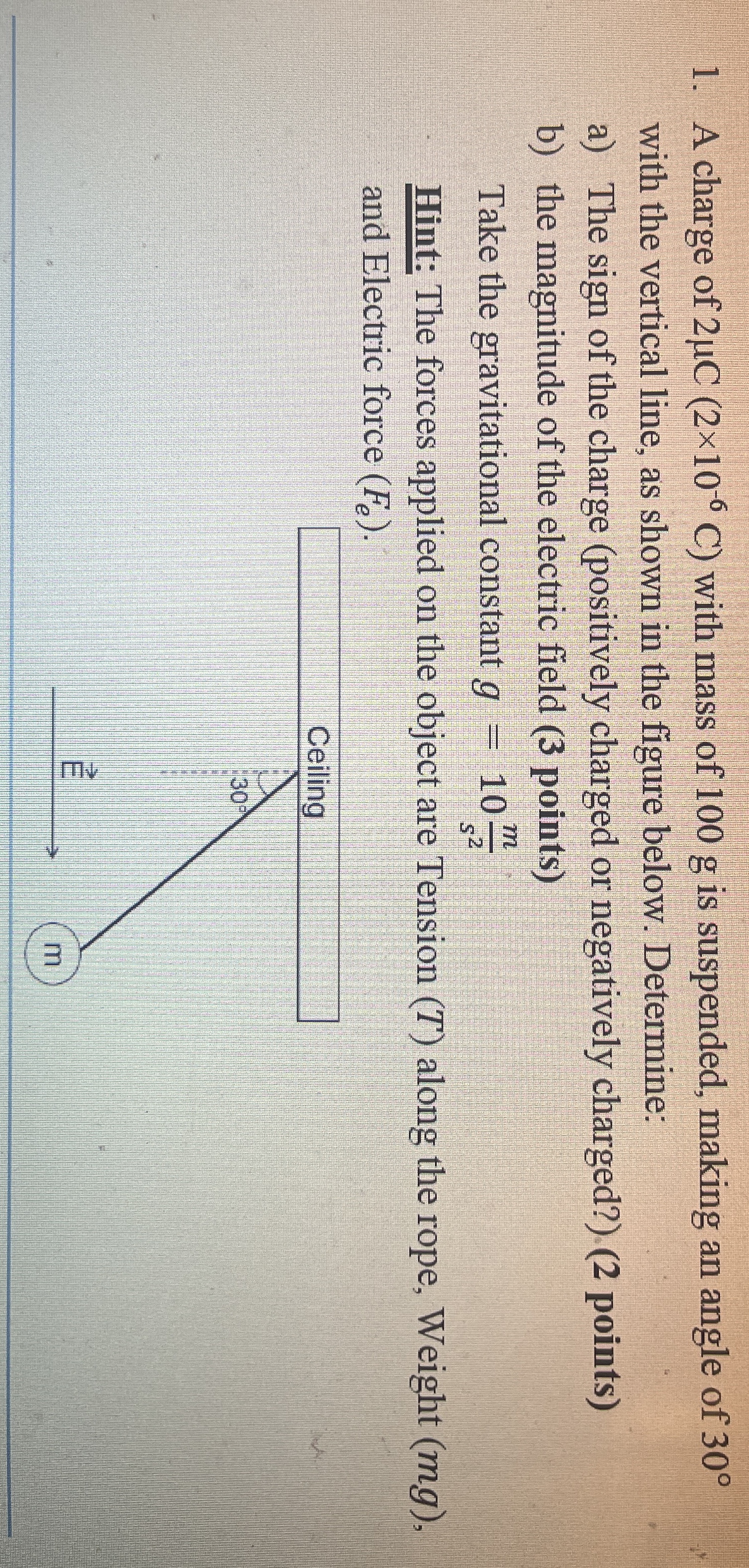 A charge of 2 C ( 2 1 0 - 6 C ) with mass of 1 0