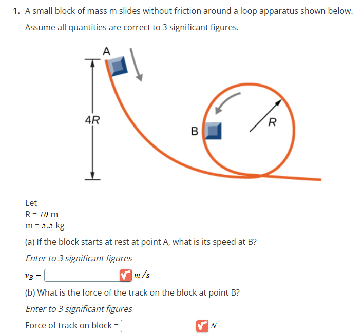1 . A small block of mass \ ( m \ ) slides