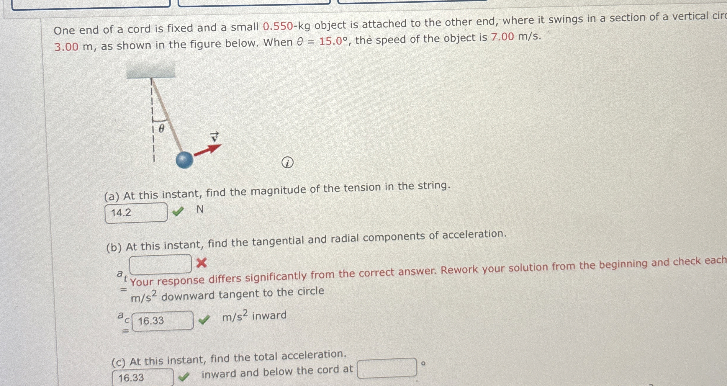 One end of a cord is fixed and a small 0 . 5 5 0
