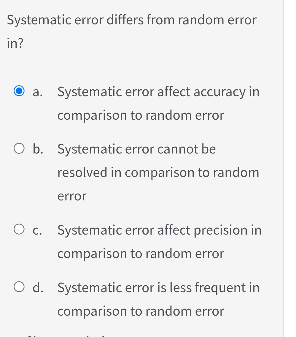 Systematic error differs from random error in ? a