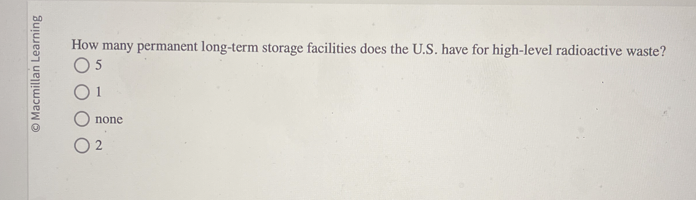 How many permanent long - term storage facilities