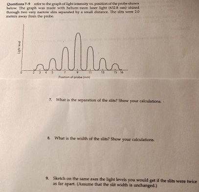 Questions 7 - 9 refer to the graph of light