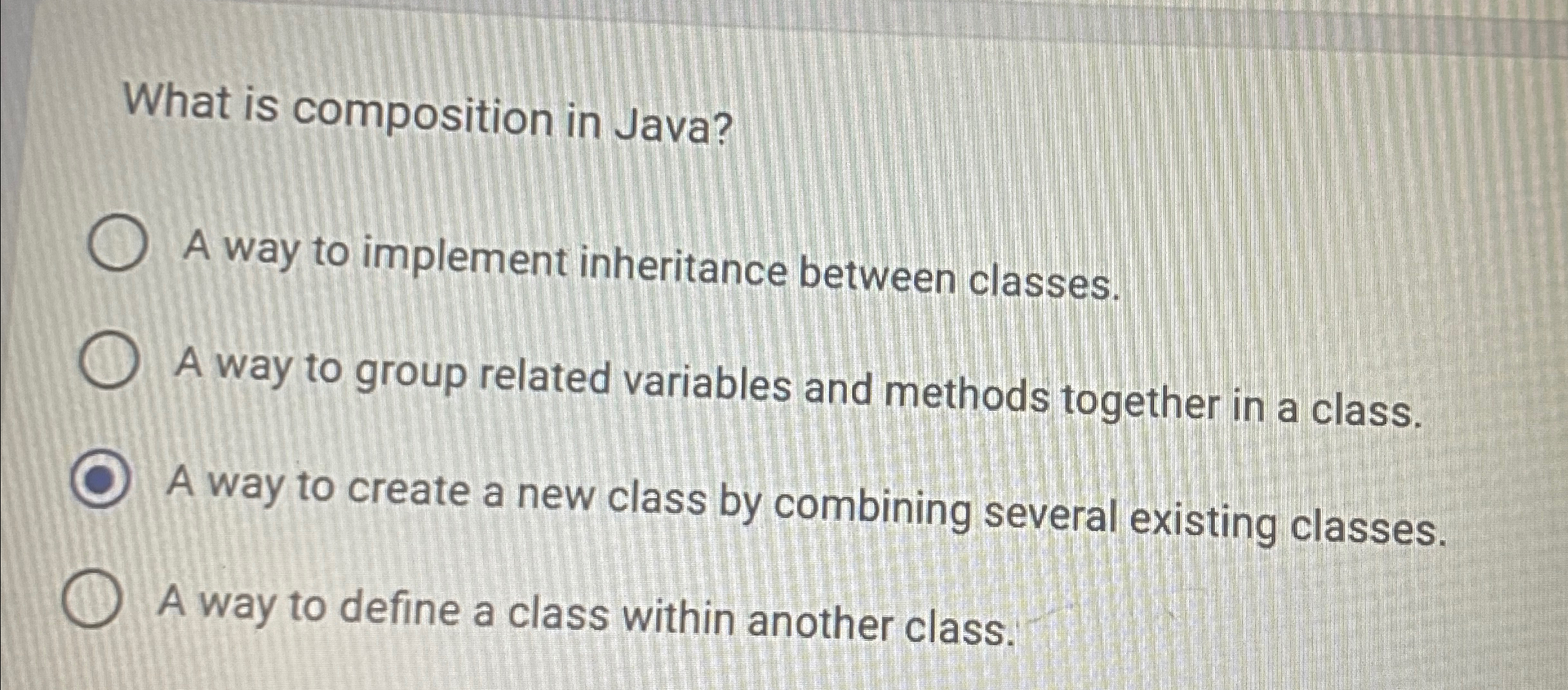What is composition in Java? A way to implement